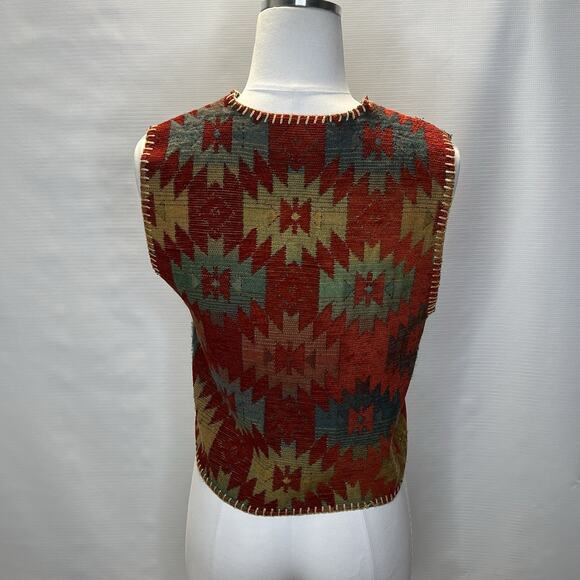 Rhonda Stark Vest Women’s Size Small Southwestern Aztec Tribal Button Front - Picture 4 of 11